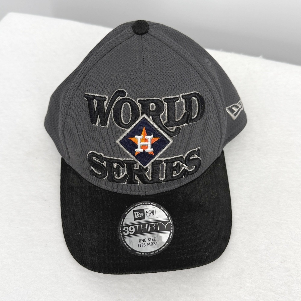 New Era Houston Astros 2019 World Series 39THIRTY Hat Grey Black OSFM 13115